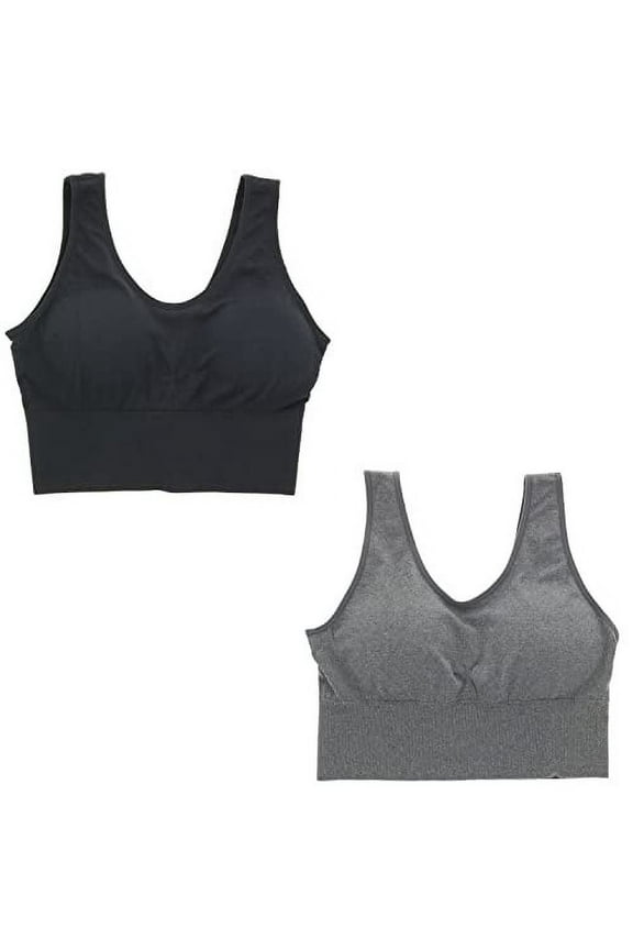 Intimates Women's Plus Size Seamless Long Line Comfort Bra Set - Dark Gray and Black - 3X-Large