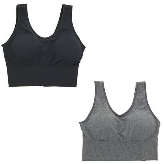 Delta Burke Intimates Women's Plus Size Seamless Long Line Comfort Bra Set - Dark Gray and Black - 3X-Large