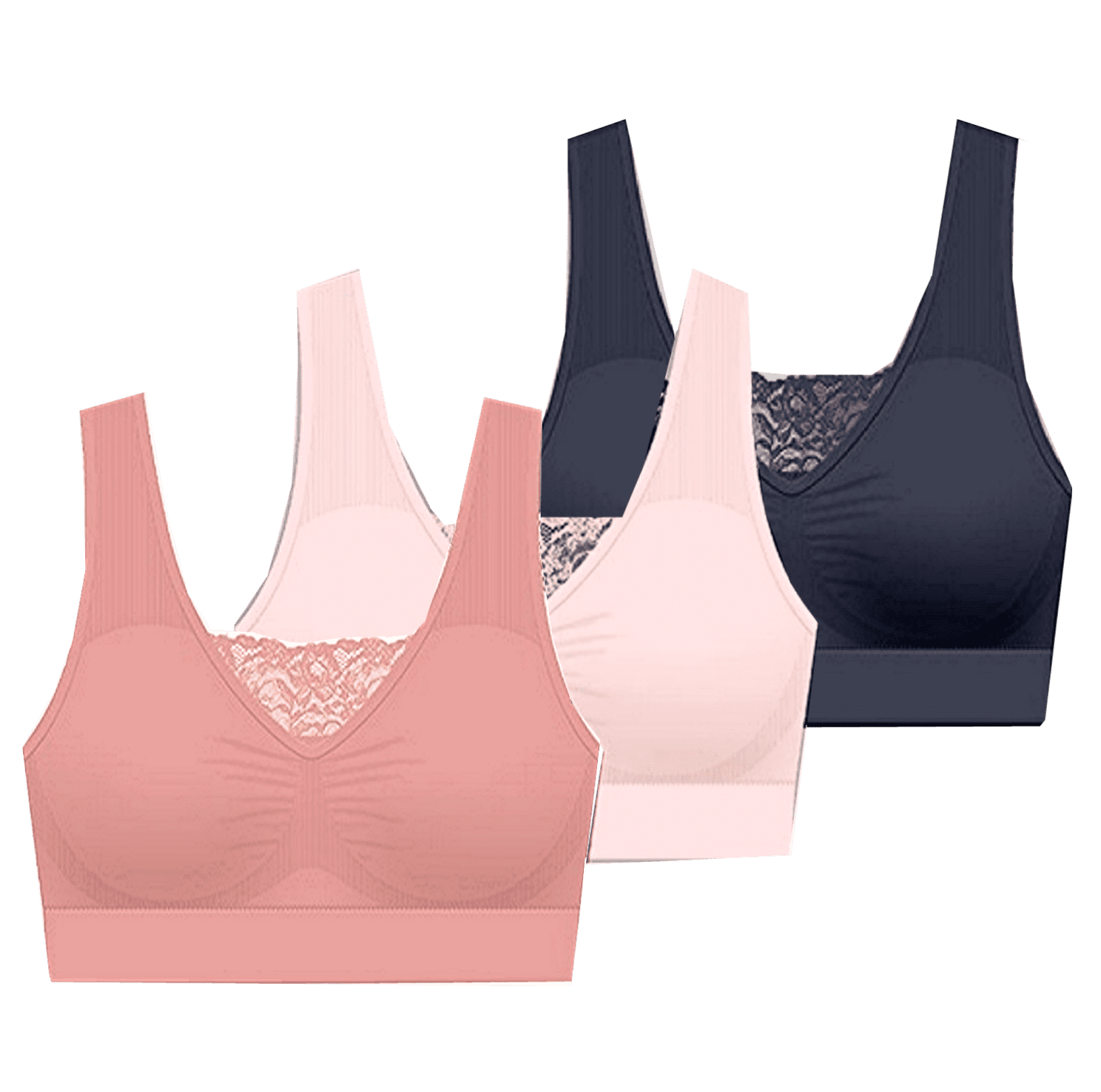 Delta Burke Seamless Padded Comfort Bra w/Removable Pads-3-Pack