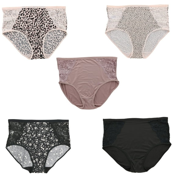 Delta Burke Women's Plus Size Sexy Panties High Rise Soft Briefs 5 Pack - Lacey Soft Pinks - 9 2X-Large