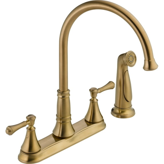 Delta Cassidy Two Handle Kitchen Faucet with Spray, Champagne Bronze