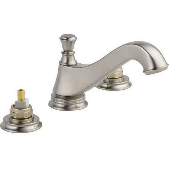 Delta Cassidy Two Handle Widespread Bathroom Faucet - Low Arc Spout - Less Handles, Stainless