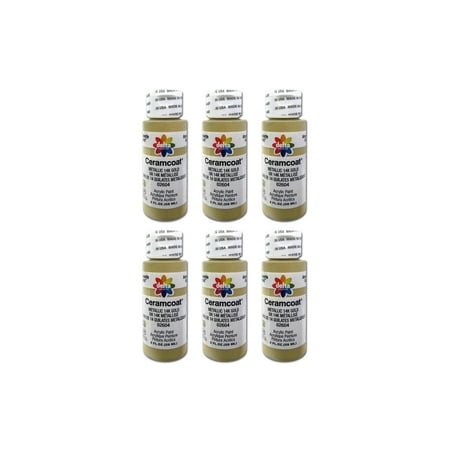Delta Ceramcoat Acrylic 2oz Metallic 14K Gld 6pc