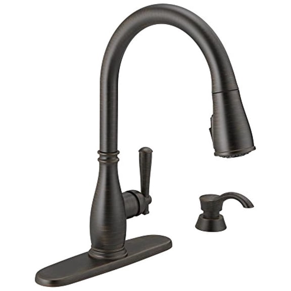Delta Charmaine Single-Handle Pull-Down Sprayer Kitchen Faucet with Soap Dispenser in Venetian Bronze