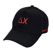 Delta Chi Fraternity Baseball Cap - Brushed Cotton 5-Panel Black Hat, Adjustable Size, Embroidered Greek Letters and Fraternity Name in Print