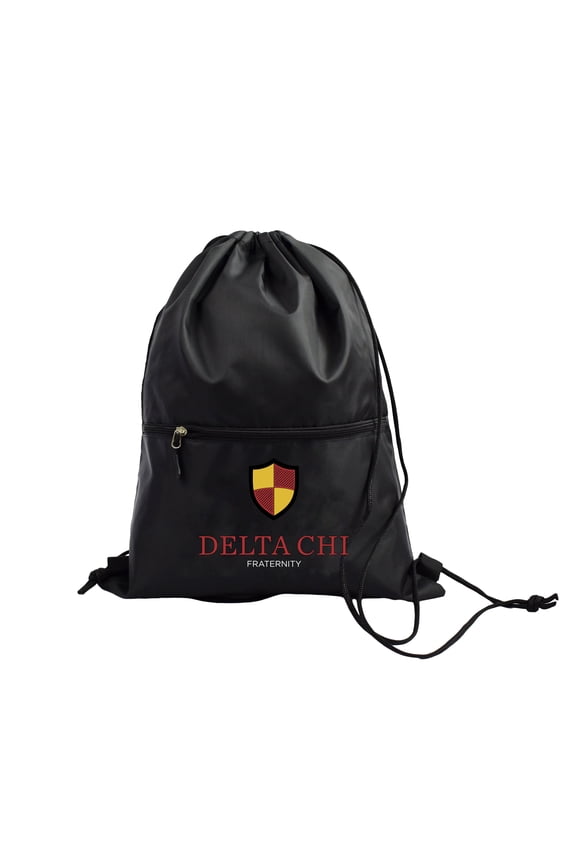 Delta Chi Fraternity Black Drawstring Backpack, Sports Bag, Travel Carryall