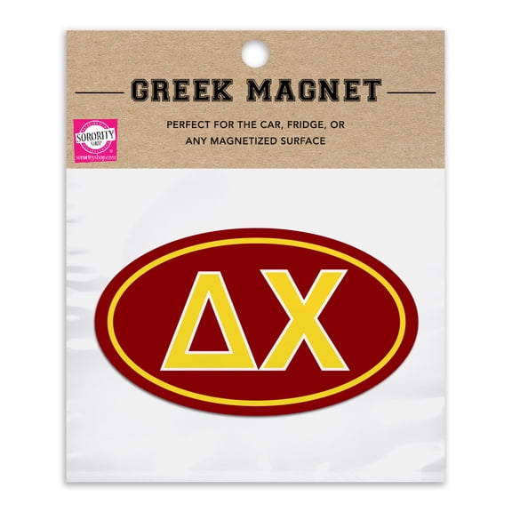 Delta Chi Oval Fraternity Car Magnet Set of 2 - Removable, No Residue, All-Weather Magnets for Fraternity Guys and Student Drivers