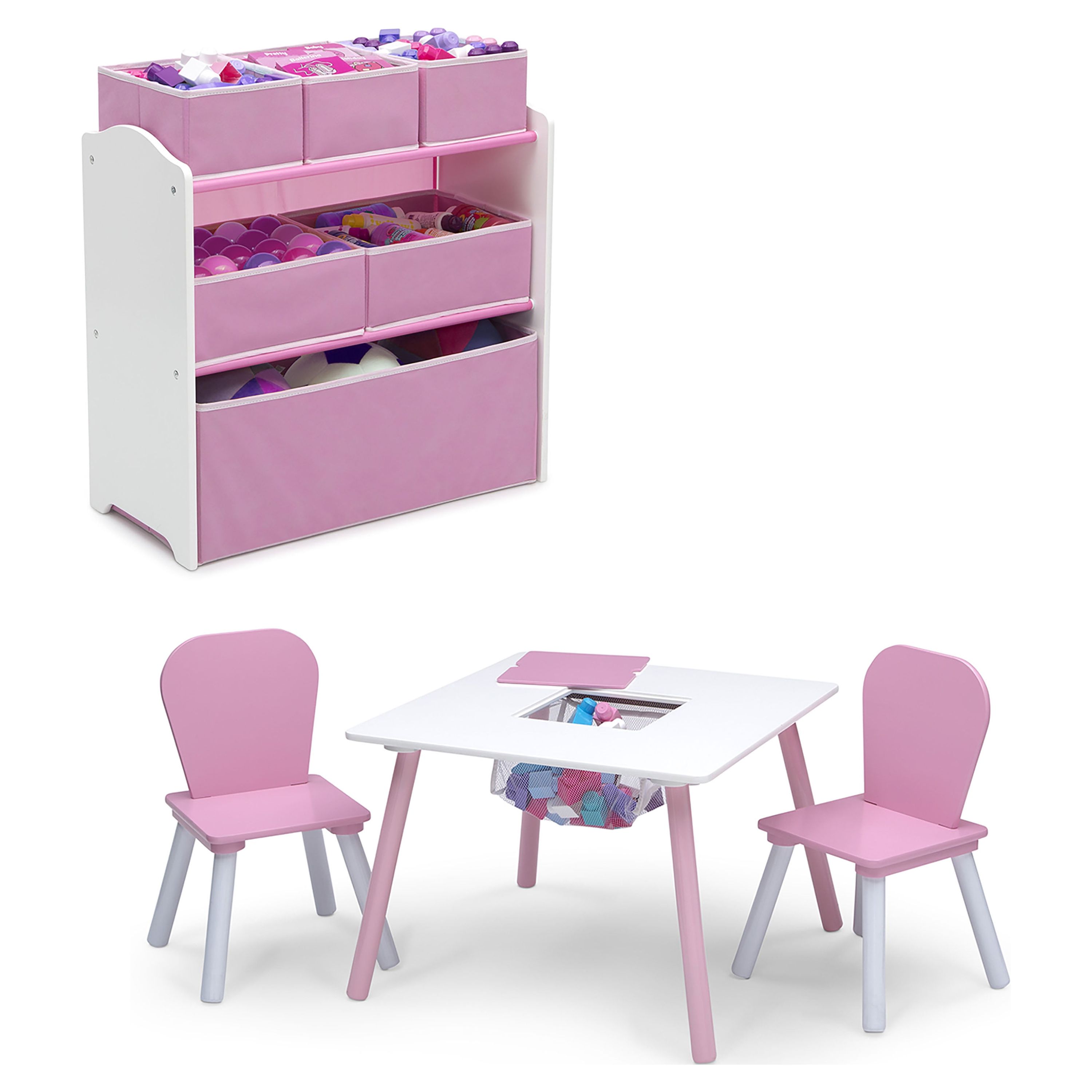 Delta Children 4-Piece Toddler Playroom Set, Pink/White - image 1 of 11
