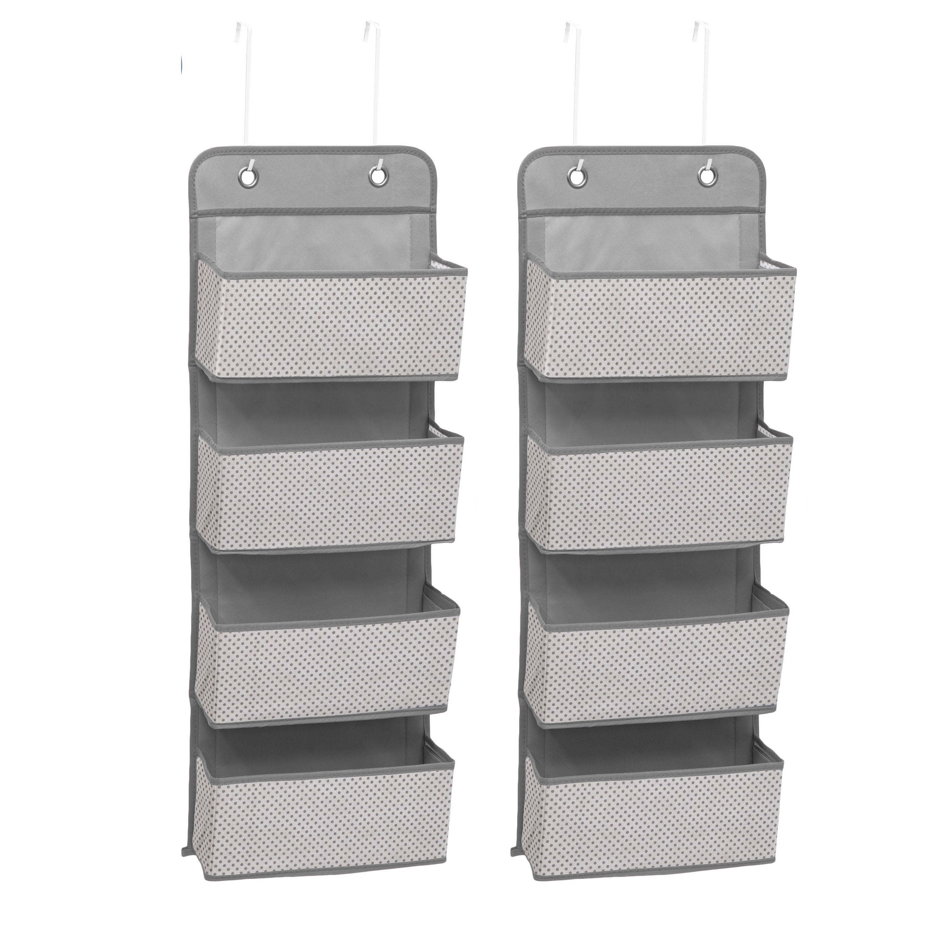 Delta Children 4 Pocket Over The Door Hanging Organizer - 2 Pack, Easy Storage/Organization Solution - Versatile and Accessible in Any Room in the House, Cool Grey