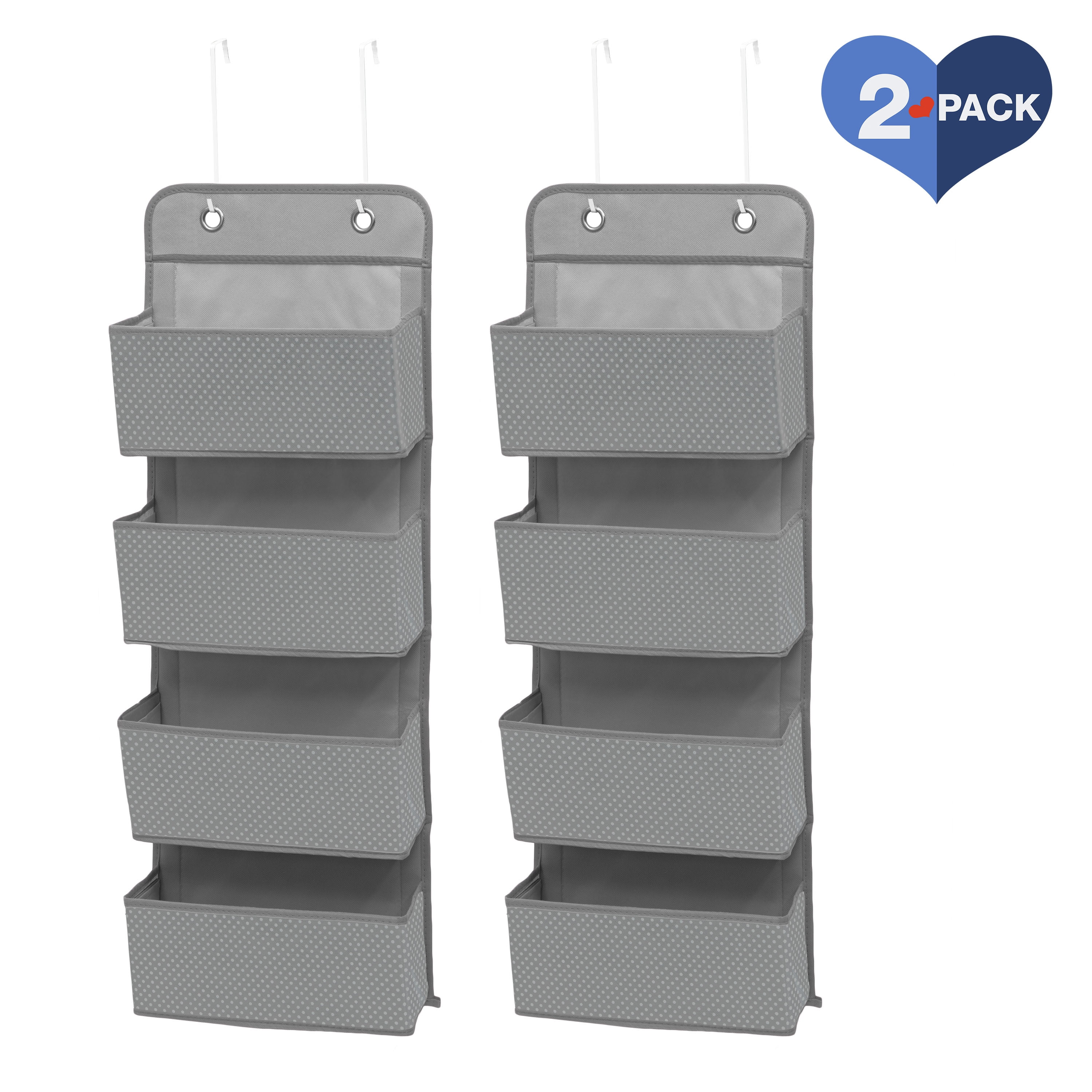 Dove Grey 4-Pocket Hanging Organizer for Kids, 2-Pack