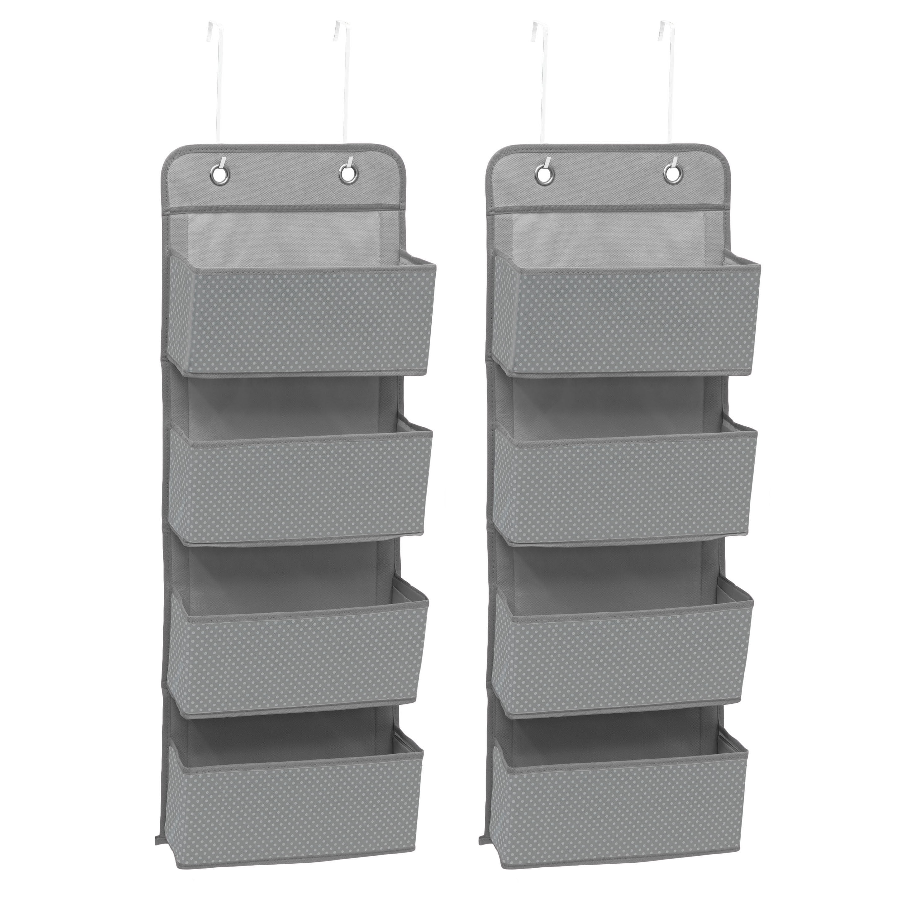 Delta Children 4 Pocket Over The Door Hanging Organizer, Easy Storage Solution For Any Room, Dove Grey, 2 Pack