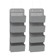 Delta Children 4 Pocket Over The Door Hanging Organizer, Easy Storage Solution For Any Room, Dove Grey, 2 Pack