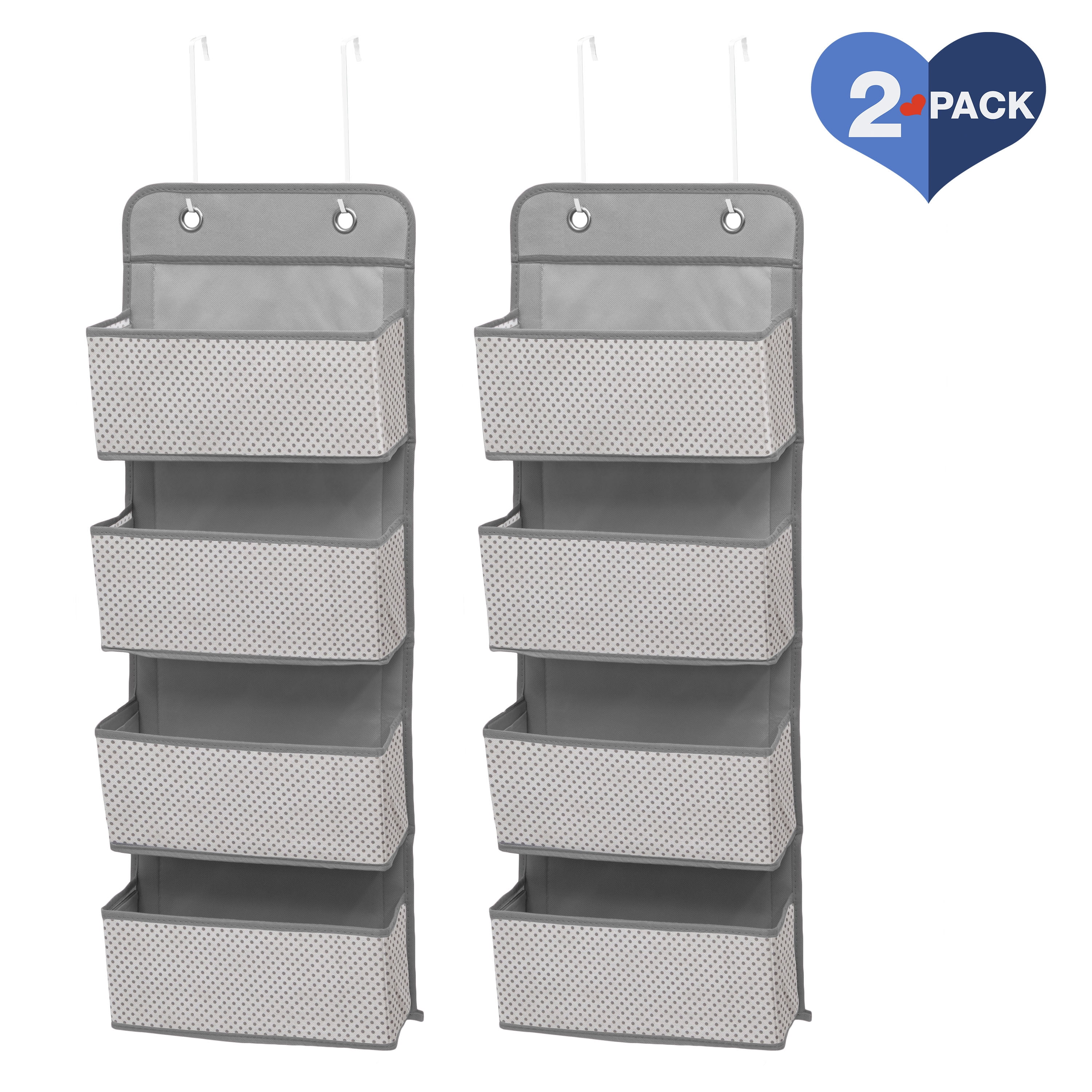 Wakaye 2 Pack 5-Shelf Over the Door Organizer - Hanging Storage Door  Organizer with 4 Foldable Big Pocket Storage,Anti Tilt Closet Door  Organizer for