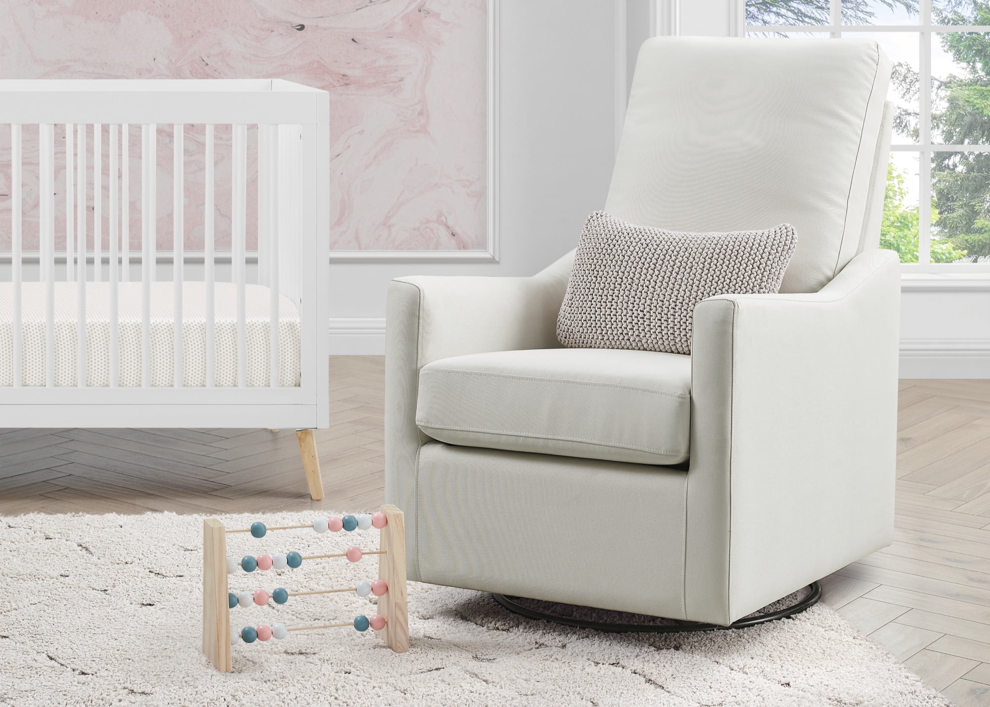 Delta Children Adley Nursery Glider Swivel Chair - Greenguard Gold Certified, Cream