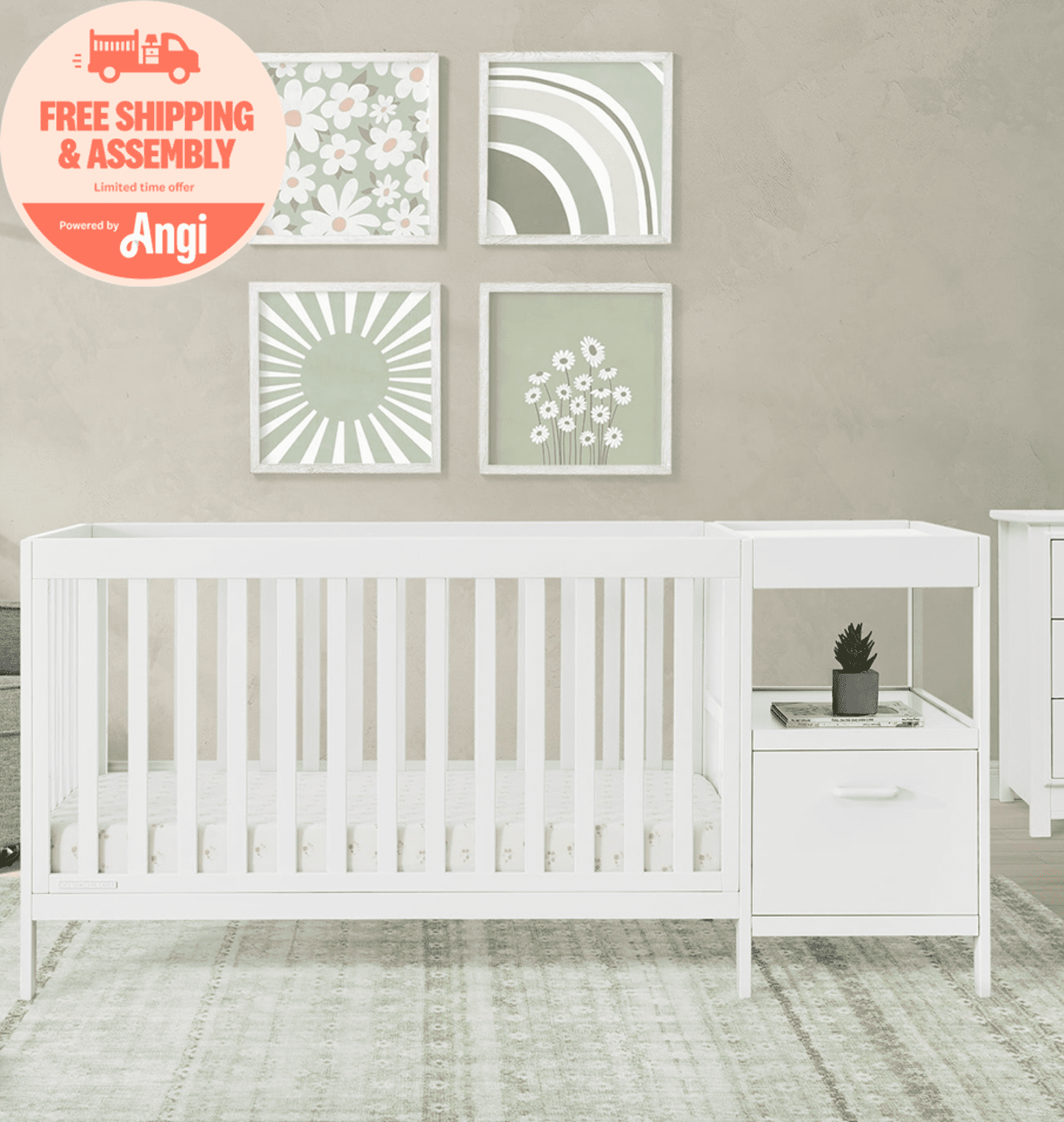 Delta Children Alice 5-in-1 Convertible Crib and Changer