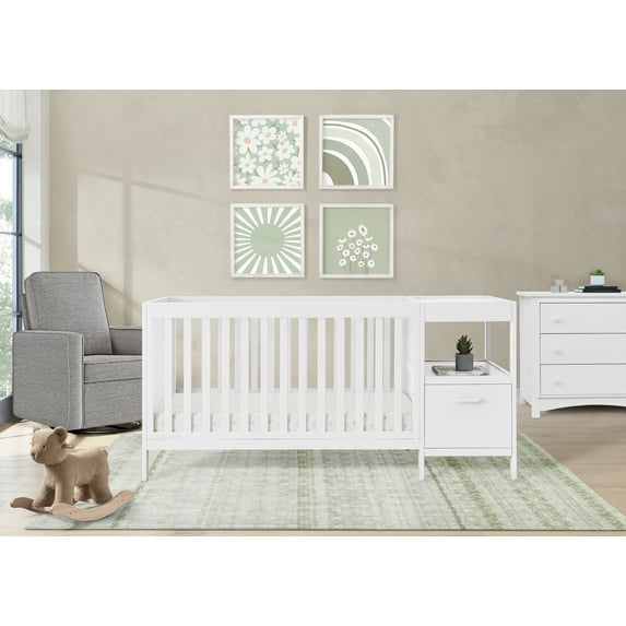 Delta Children Alice 5-in-1 Convertible Crib and Changer - Greenguard Gold Certified, Bianca White