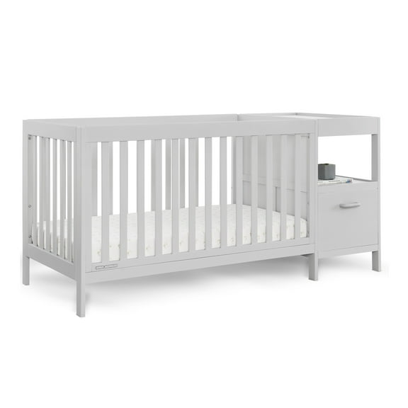 Delta Children Alice 5-in-1 Convertible Crib and Changer - Greenguard Gold Certified, Moonstruck Grey