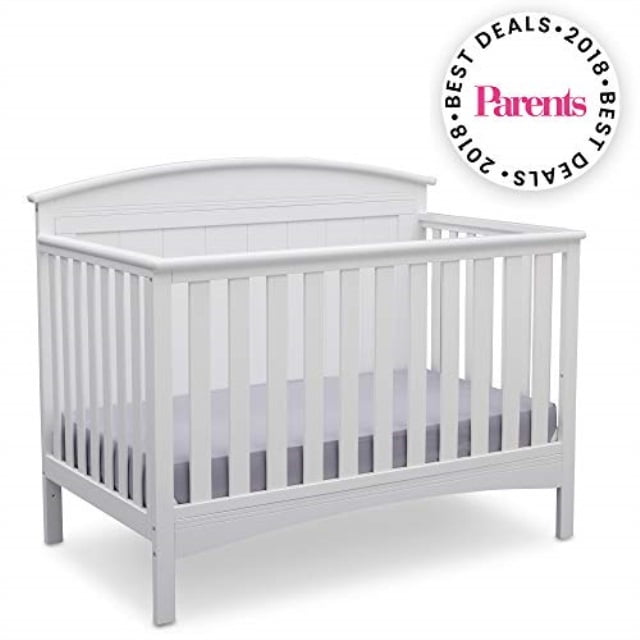 Delta Children Archer Solid Panel 4in1 Convertible Baby Crib, Bianca