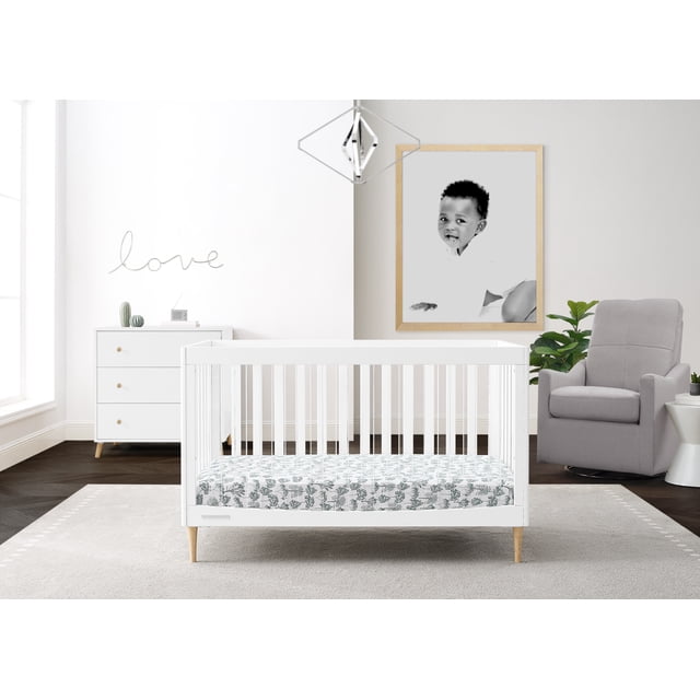 Delta Children Austin Acrylic 4-in-1 Convertible Baby Crib - Greenguard Gold Certified, Bianca White/Natural