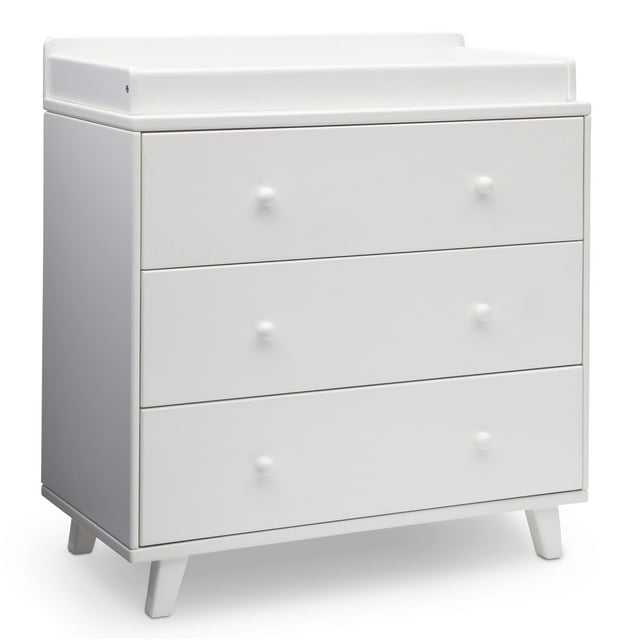 Delta Children Ava 3 Drawer Dresser with Changing Top, Greenguard Gold Certified, White
