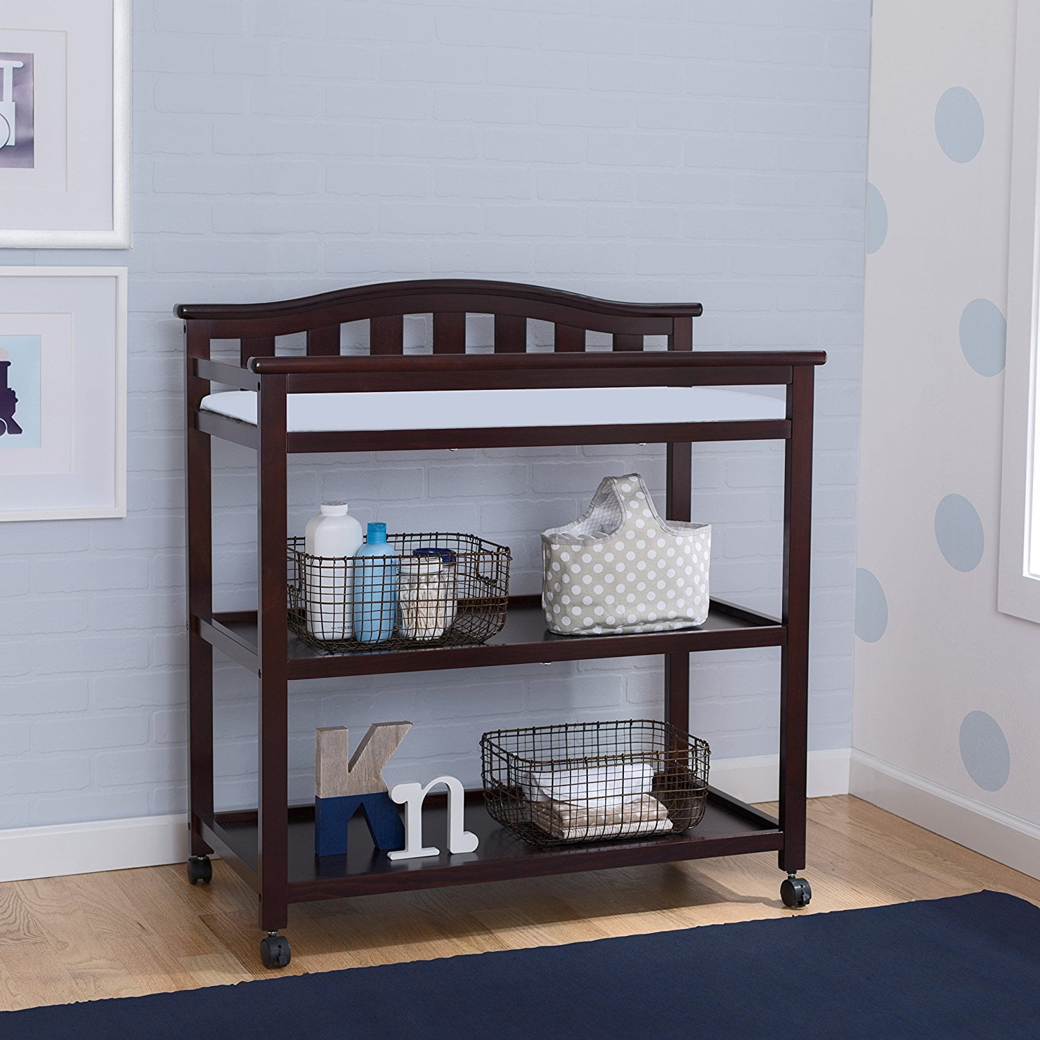 Dark wood changing table shop