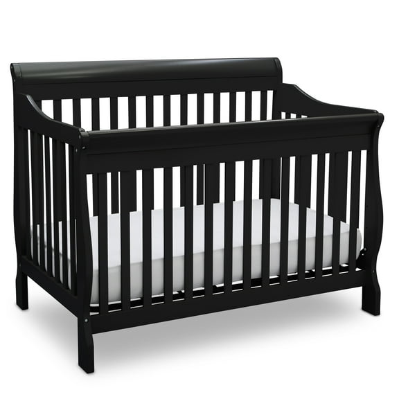 Delta Children Canton 4-in-1 Convertible Crib - Easy to Assemble, Ebony Black