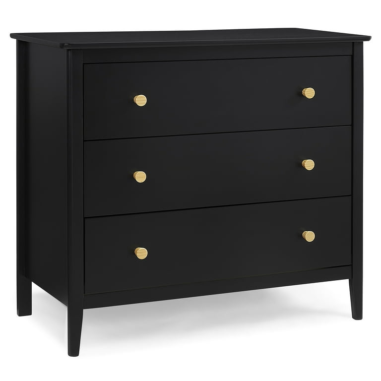 Delta Children Casey 3 Drawer Dresser with Interlocking Drawers, Black  Ebony/Natural