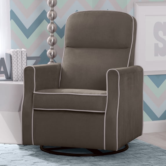 Delta Children Clair Slim Nursery Glider Swivel Rocker Chair, Graphite with Dove Grey Welt
