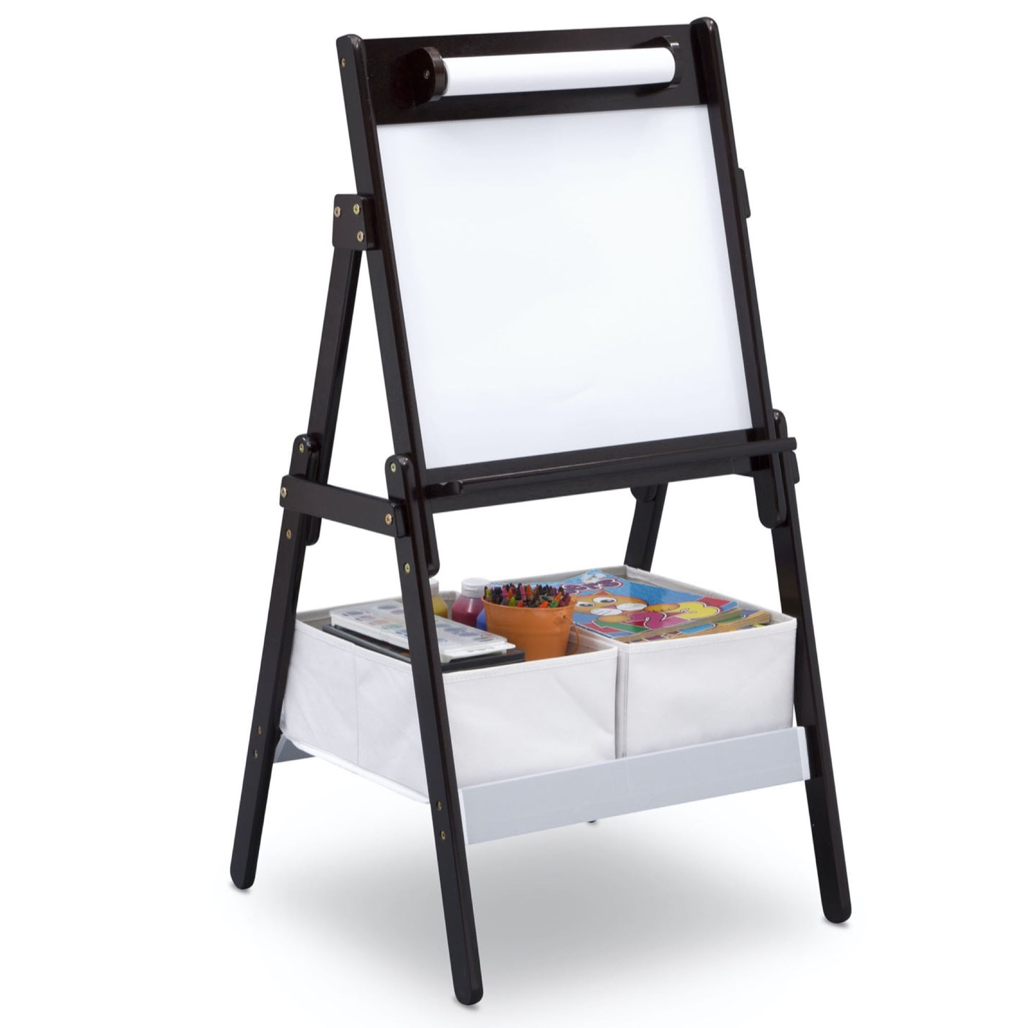Delta Children Classic Kids Whiteboard/Dry Erase Easel with Storage, Dark Chocolate