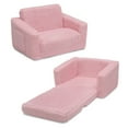 thumbnail image 1 of Delta Children Cozee Flip-Out Sherpa 2-in-1 Convertible Chair to Lounger for Kids, Pink, 1 of 15