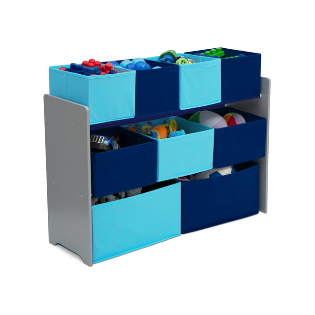 Delta Children Deluxe Multi-Bin Toy Organizer with Storage Bins, Greenguard Gold Certified, Grey