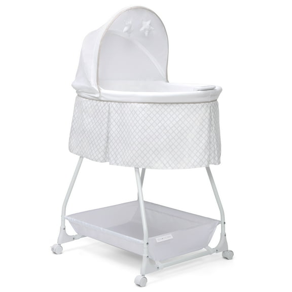 Delta Children Deluxe Soothing Dreams Bassinet, Grey Lattice