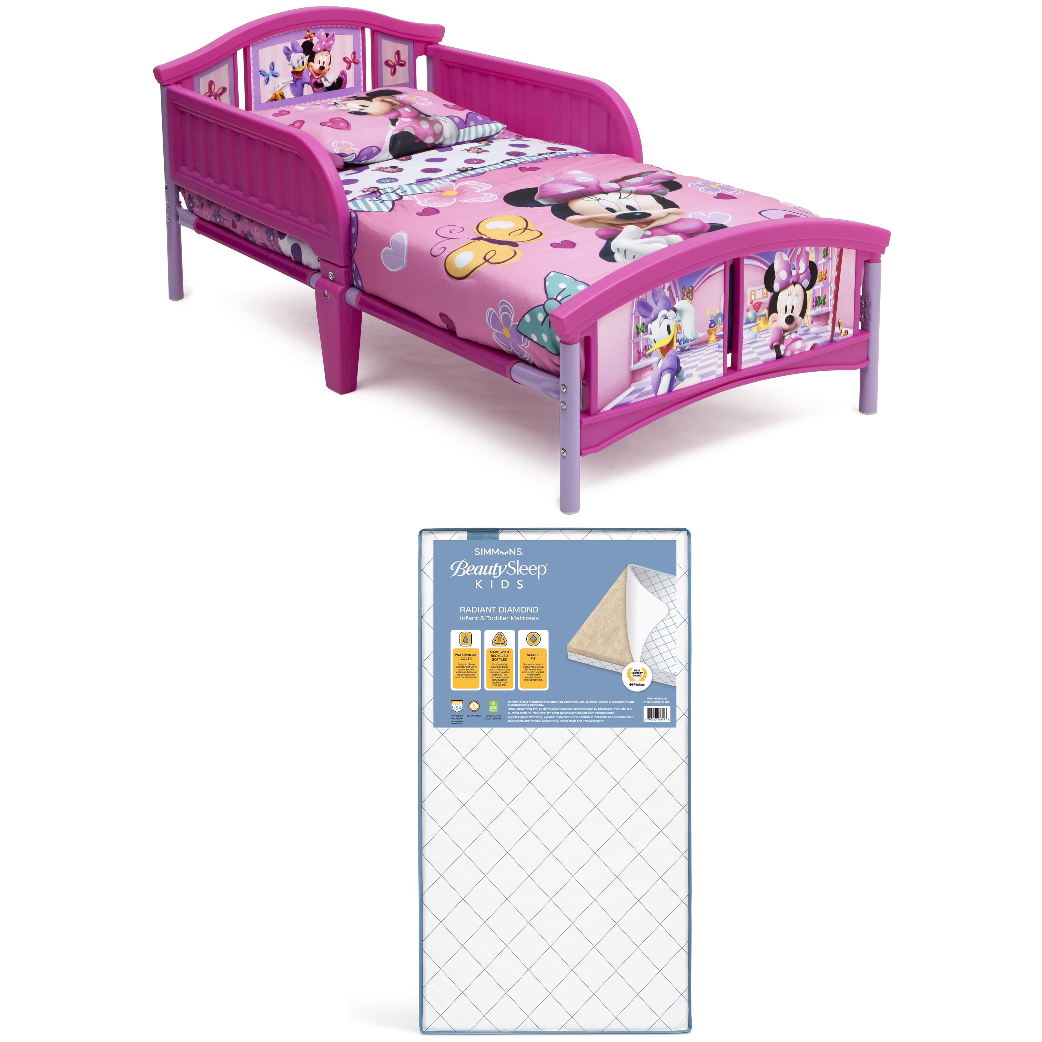 Delta Children Disney Minnie Mouse Plastic Toddler Bed & Simmons BeautySleep Kids Radiant Diamond Crib and Toddler Mattress