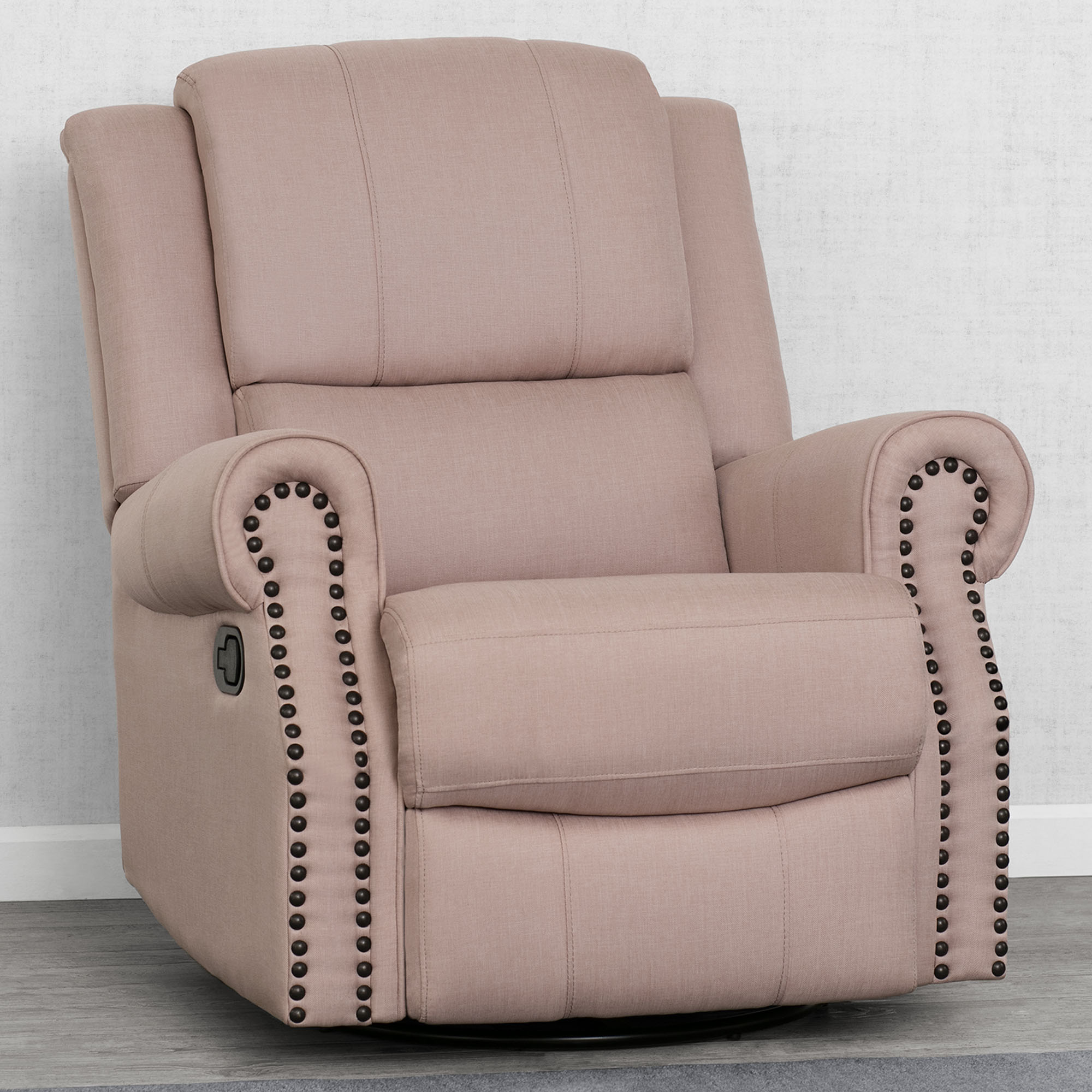 Delta Children Drake Nursery Glider Swivel Recliner Blush