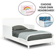 Delta Children Dreamer Toddler Bed (Choose from Dinosaur or Rainbow Headboard Stickers), Bianca White