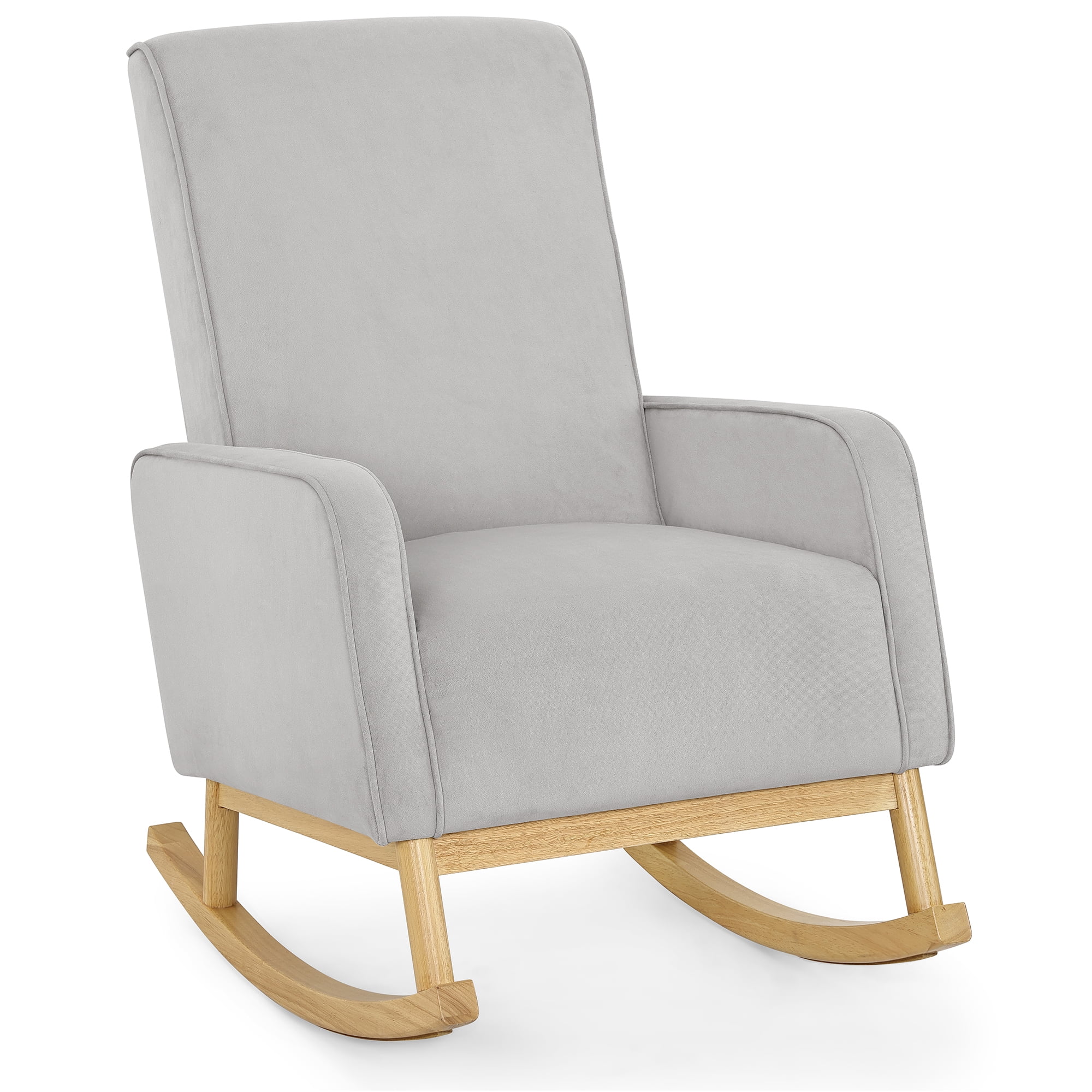 Cloud Grey and Natural Wood Modern Rocking Chair