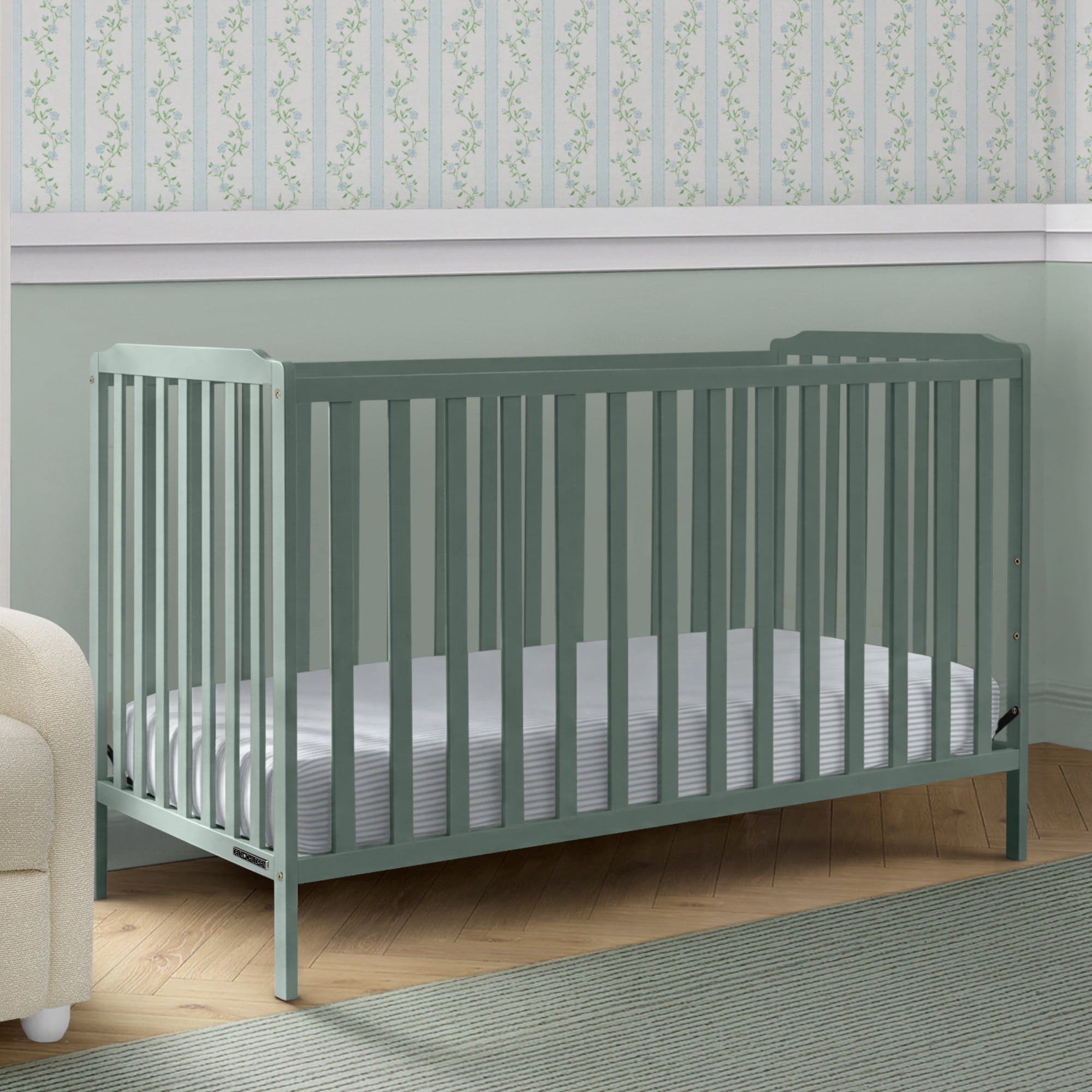 Delta Children Emmie 4-in-1 Convertible Crib - Converts from Baby Crib to Toddler Bed, Daybed and Sofa Bed, Fits Standard Full-Size Crib Mattress, Grassy Glen