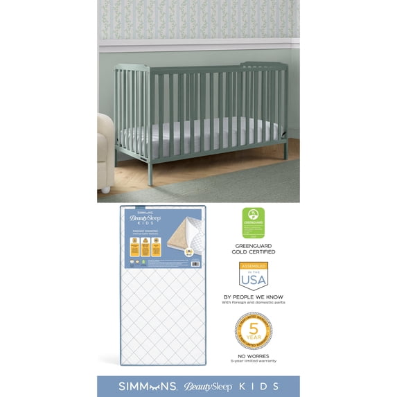 Delta Children Emmie 4-in-1 Convertible Crib & Simmons BeautySleep Kids Radiant Diamond Extra Firm Crib And Toddler Mattress