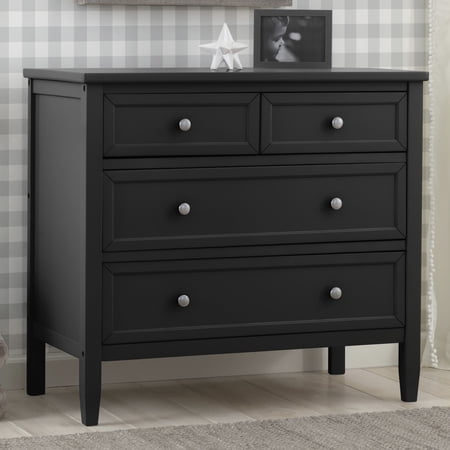Delta Children Epic 3 Drawer Dresser with Interlocking Drawers, Black Ebony