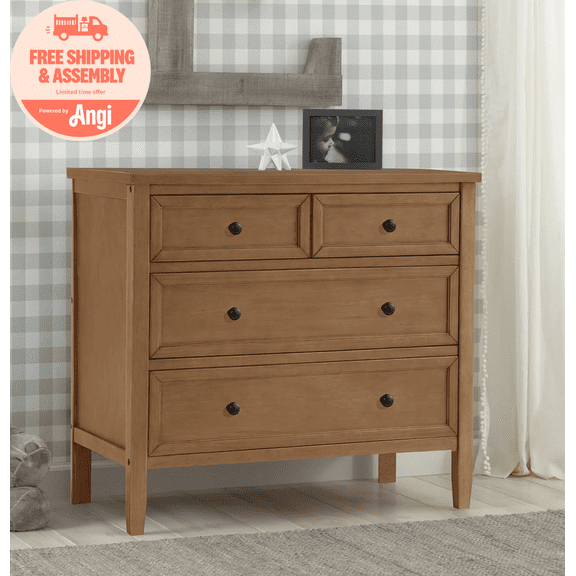 Delta Children Epic 3 Drawer Dresser with Interlocking Drawers, Chestnut