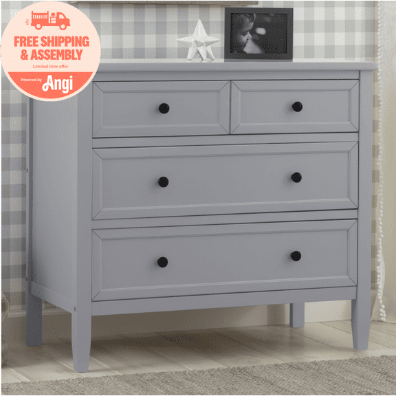 Delta Children Epic 3 Drawer Dresser with Interlocking Drawers - Greenguard Gold Certified, Grey