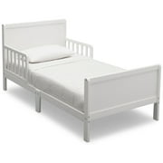Delta Children Epic Wood Toddler Bed with Attached Guardrails, Bianca White