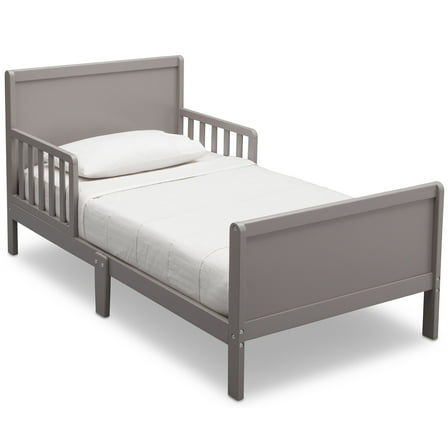 Delta Children Epic Wood Toddler Bed with Attached Guardrails, Grey