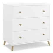 Delta Children Essex 3 Drawer Dresser with Interlocking Drawers - Greenguard Gold Certified, Bianca White/Natural