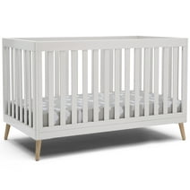 Delta Children Essex 4-in-1 Convertible Baby Crib, Bianca White/Natural Legs