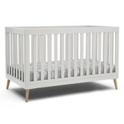 Delta Children Essex 4-in-1 Convertible Baby Crib, Bianca White/Natural Legs