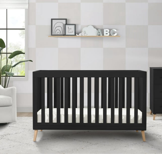 Delta Children Essex 4-in-1 Convertible Baby Crib - Greenguard Gold Certified, Ebony/Natural