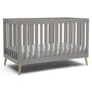 Essex 4-in-1 Convertible Baby Crib, Bianca White with Natural Legs Crib Bianca White