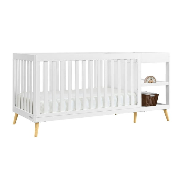 Delta Children Essex 4-in-1 Convertible Crib and Changer, Bianca White w/Natural
