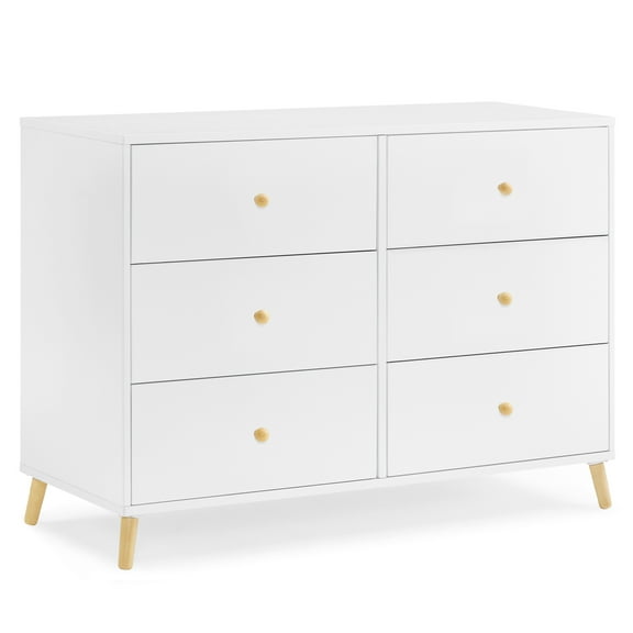 Delta Children Essex 6 Drawer Dresser, Bianca White/Natural